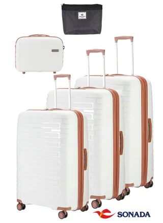 Bern UNBREAKABLE Luggage fro travel,TSA Approved Suitcase With 4 Double Wheels (Set of4.wHITE) 