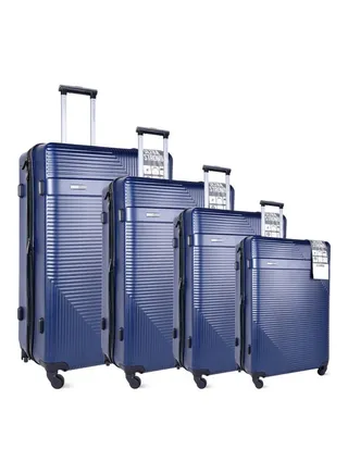 4-Piece Hardside Luggage Trolley Set Blue 