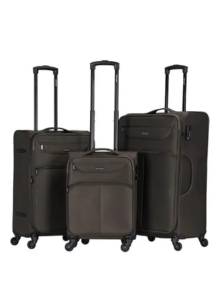 3 Piece Softside 4 Spinner Wheels Trolley Luggage Set With Number Lock 20,24,28 Inches 