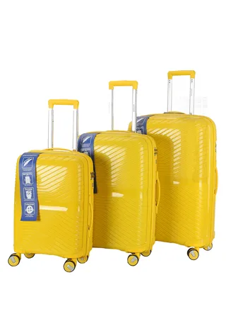 Trolley Luggage 3 Pieces Set PP Hard Side Bag 360 Degree Spinner Wheels Trolley Luggage Set with TSA Lock 