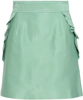 Ruffled cotton-blend mini skirt