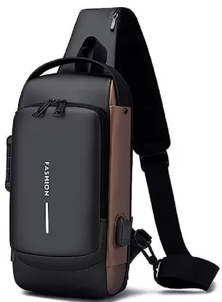 Shoulder Bag Sports for Men/Women,Anti theft Crossbody Sling Bag,Waterproof Chest Daypack with USB Charging, Shoulder Backpack  Chest Bag for Men Women,Backpack for Men/Women (Black and Brown) 