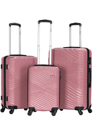 ABS Hardside 3-Piece Trolley Luggage Set, Spinner Wheels with Number Lock 20,24,28 Inches Rose Pink 