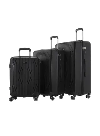 3-Piece Hard Side Propylene Spinner Luggage Trolley Set 20/24/28 Inch Black 