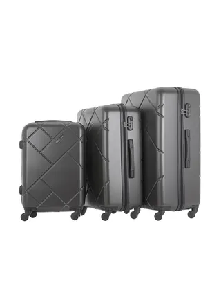 3-Piece Hard Side ABS Spinner Luggage Trolley Set 20/24/28 Inch Dark Grey 