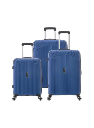 Marc 3 Piece Polypropelene Hardside Spinner Luggage Trolley Set 20/24/28 Inch Navy Blue 