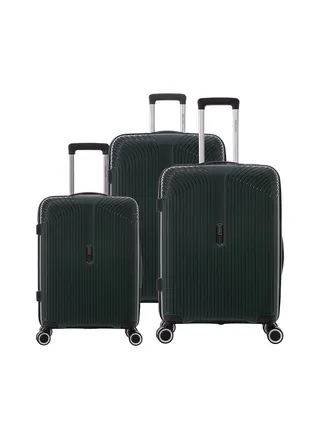 Marc 3 Piece Polypropelene Hardside Spinner Luggage Trolley Set 20/24/28 Inch Army Green 