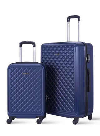 Retro ABS Hardside Spinner Luggage Trolley Set Navy 