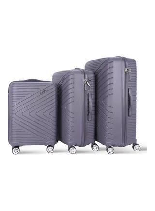 3-Piece Hardside Bricks Trolley Luggage Set Grey 