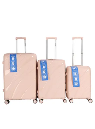 3 Pieces PP Hardside 360 degree Spinner Wheels Trolley Luggage Set with TSA Lock 20/24/28 Inch 