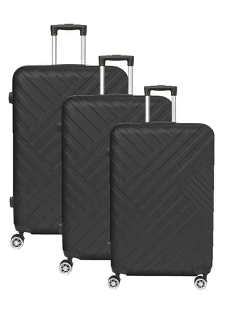 TravelWay Lightweight Luggage Set of 3 Bag 3 Sizes Hardshell Suitcase Spinner Luggage for Travel ABS Luggage with 4 Spinner Wheels Shine Black, Set of 3 