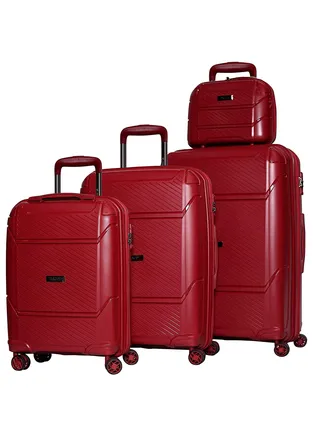 Travelling Suitcase Hard Shell Lightweight Luggage-Hard Sided with Spinner Wheels & 3 Digit Number Lock-Set of 3 Trolley Bags and 1 cosmetic bag (20/24/28/14 Inches) 