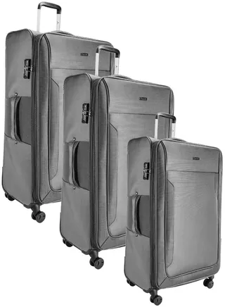 Pierre Cardin Luggage Softside Set of 3, Lightweight Suitcase for Travel, TSA Approved Lock, Anti Theft Double Zipper, Smooth Wheels 