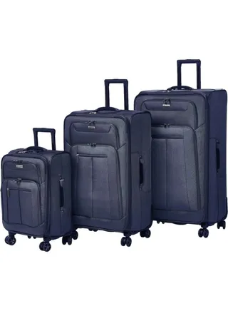 XL Size Softside Luggage Set of 3 Ultra Light Weight 4 Wheels TSA Approved 