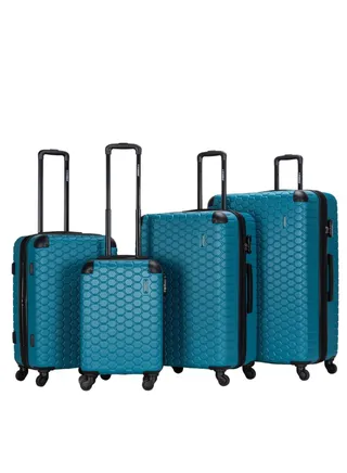 4 Pack Of Hardside Spinner Number Locked Luggage Trolley 
