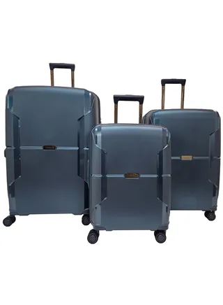 Luggage Set of 3 Hard Shell PP Expandable Lightweight Travel Suitcase Trolley With 4 Double Wheels & TSA Lock 