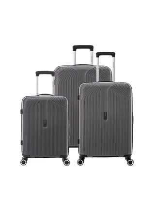 Marc 3 Piece Polypropelene Hardside Spinner Luggage Trolley Set 20/24/28 Inch Dark Grey 