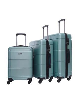 3-Piece Hard side ABS Luggage Trolley Set 20/24/28 Inch Green 