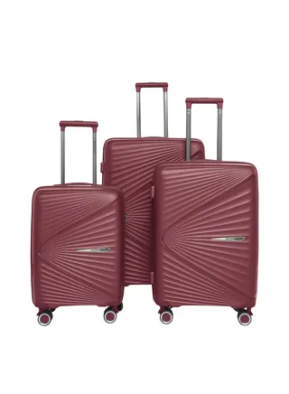 3 Piece ABS Hardside Spinner Luggage Trolley Set 20/24/28 Inch Burgundy 