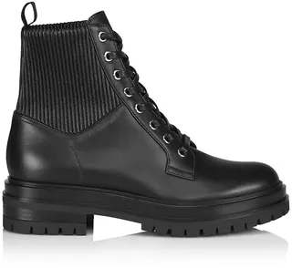 Martis Rib-Knit Leather Combat Boots