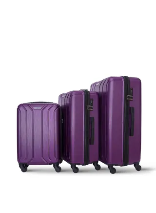 3-Piece Hard Side ABS Luggage Trolley Set 20/24/28 Inch Purple 