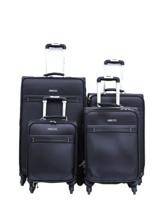 4-Piece Rolling Luggage Trolley Set Black 