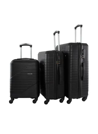 3 Piece ABS Hardside Spinner Luggage Trolley Set 20/24/28 Inch Black 