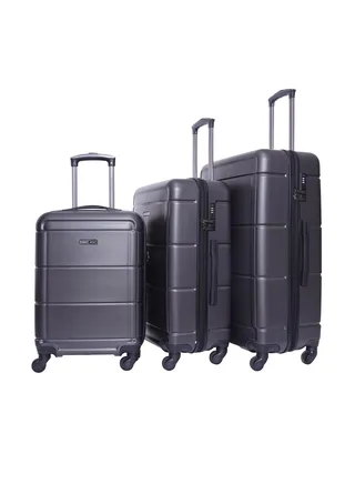 3-Piece Hardside ABS Luggage Trolley Set 20/24/28 Inch Dark Grey 