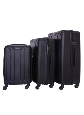 3-Piece Hard Side ABS Luggage Trolley Set 20/24/28 Inch Black 