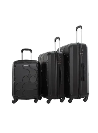 Klub 3-Piece Hard Side ABS Luggage Trolley Set 20/24/28 Inch Black 
