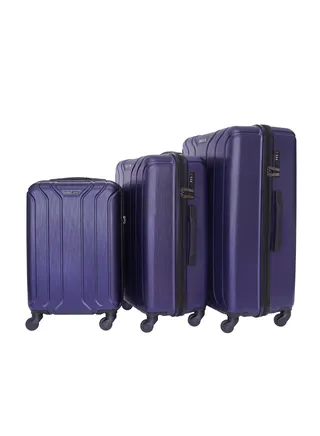 3-Piece Hard Side ABS Luggage Trolley Set 20/24/28 Inch Navy Blue 