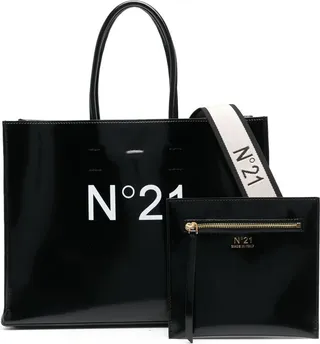 Logo-Print Leather Tote Bag