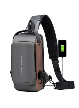 Anti Theft Sling Bag for Men, USB Charging Sport Sling Anti-Theft Shoulder Bag, Waterproof Chest Bag Motorcycle Bag Usb Charging Messenger Sling Shoulder Bags 