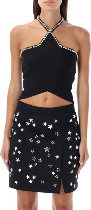 MSGM Embellished Halterneck Cropped Top