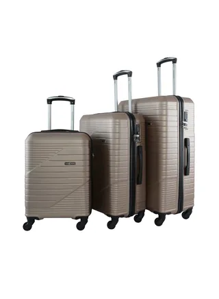 3 Piece ABS Hardside Spinner Luggage Trolley Set 20/24/28 Inch Champagne 