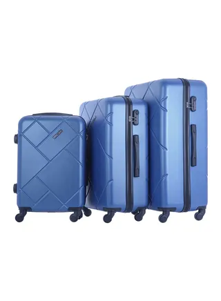 3-Piece Hard Side ABS Spinner Luggage Trolley Set 20/24/28 Inch Blue 