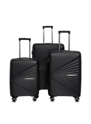 3 Piece ABS Hardside Spinner Luggage Trolley Set 20/24/28 Black 