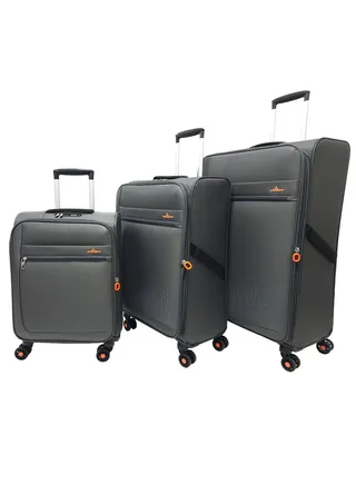 Softside 3 Piece Luggage Trolley Set Expandable & 4 Double Wheels With TSA Lock 