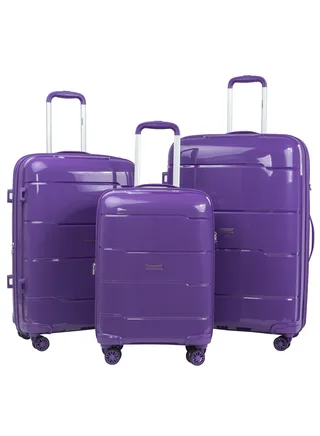 Trolley Luggage 3 Pieces Set PP Hard Side Bag 360 Degree Spinner Wheels Trolley Luggage Set with TSA Lock 