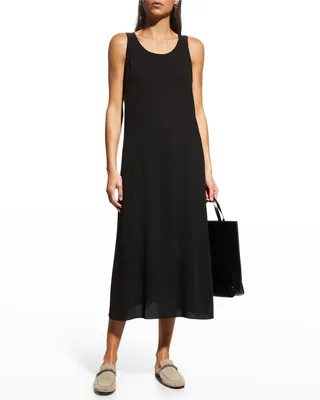 Scoop-Neck Georgette Midi Dress