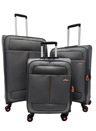 Soft Shell Trolley Luggage Set 3 Expandable Lightweight Suitcases With 4 Wheels 