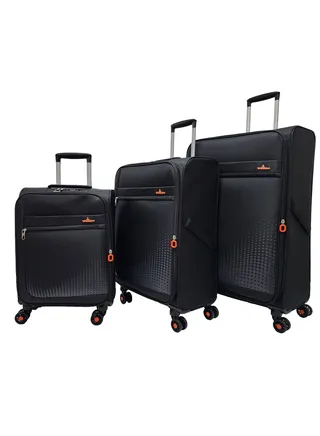 Softside 3 Piece Luggage Trolley Set Expandable & 4 Double Wheels With TSA Lock 