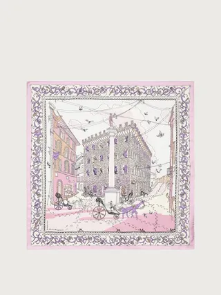 Ferragamo Women Palazzo Spini Feroni print silk foulard Pink