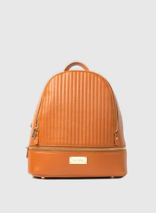Amira Quilted Pattern Backpack Bag for Women -Tan 
