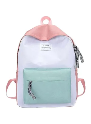 Colourblock Pattern Backpack Pink/Purple/Green 