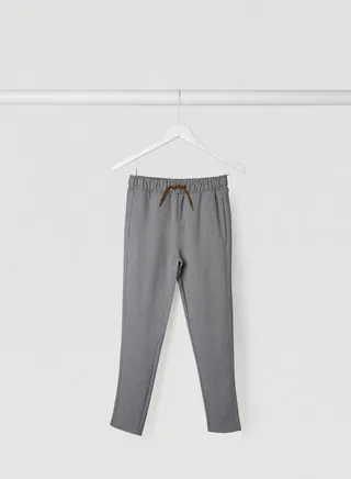 Waist Drawstring Skinny Pants Dark Grey Melange 