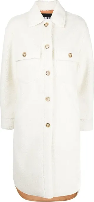 Single-Breasted Faux Shearling Coat