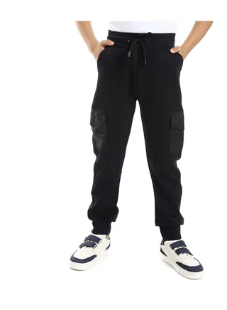 Elastic Waist With Drawstring Side Pockets Boys Pants 