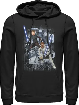 Men's Star Wars: The Clone Wars Padawan Master Pull Over Hoodie - Black - 2X Large