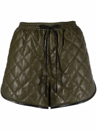 Diamond-Quilt Drawstring-Waist Shorts